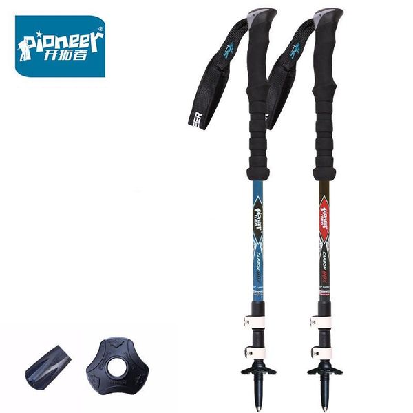 

trekking poles pioneer 195g/pcs ultra-light carbon fiber hiking walking sticks alpenstock external nordic telescope 2021