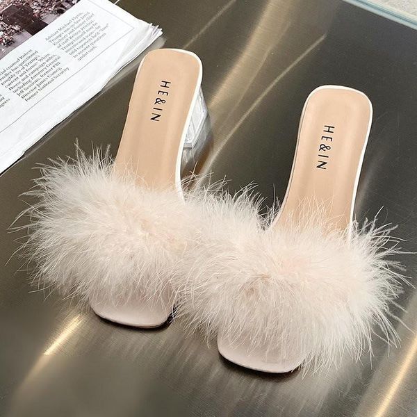 

women slippers summer 2021 fashion stiletto sandals open toe high heel zapatillas mujer casa sapatos femininos, Black