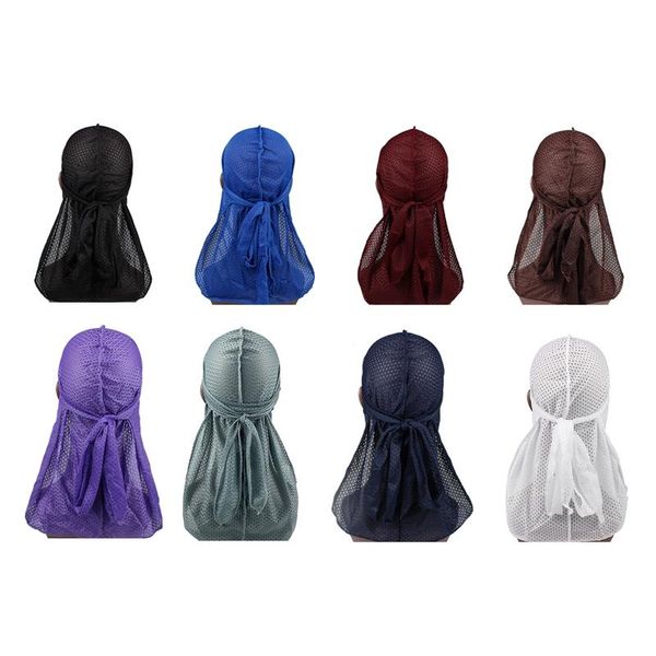 

beanies summer men mesh breathable long tail durags bandanas for wave do rags