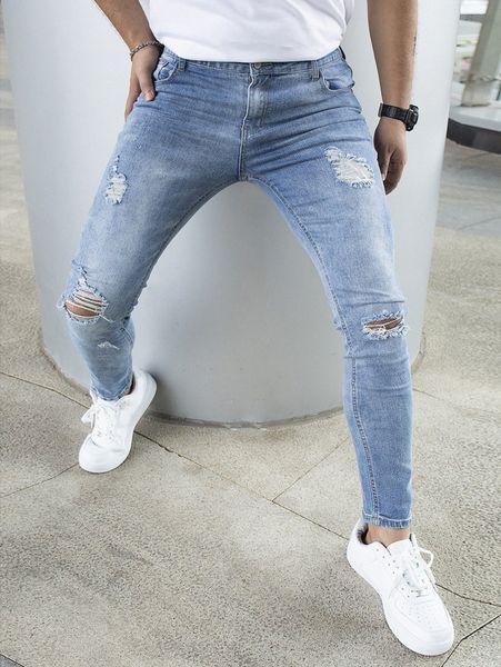 

men ripped frayed skinny jeans r1fw#, Blue