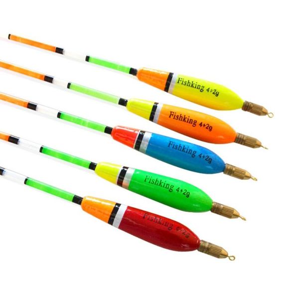 

5pcs/set 6+2g fishing float with copper lead balsa wooden buoy bobber cork floating drift accessory accessories