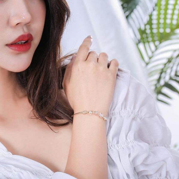 

charm bracelets 2021 style jewelry creativity simple bracele elastic bracelet thin fashion creative stone charming female, Golden;silver