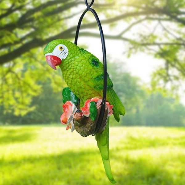 

decorative objects & figurines hanging resin bird statue innovative iron ring parrot decoration small pendant cute garden decorations