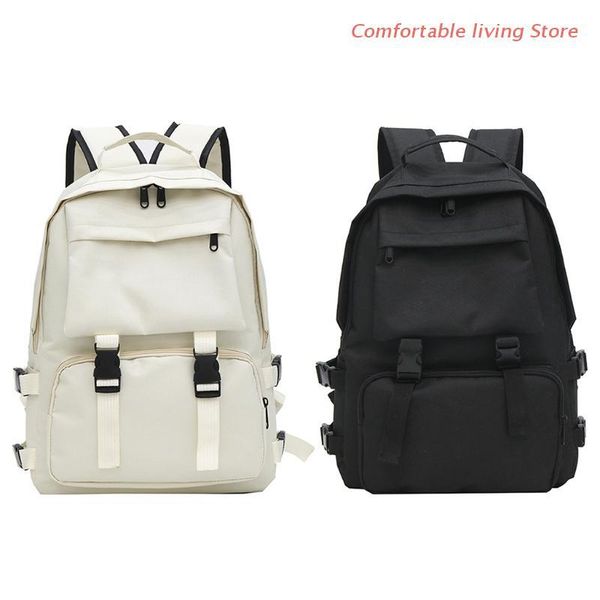 

backpack harajuku multiple pockets buckle solid color lapshoulder bag 7xec