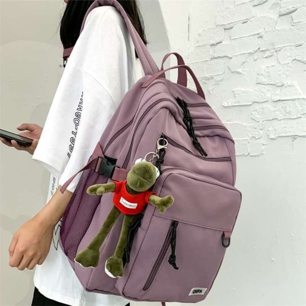

dcimor insert buckle waterproof nylon women backpack multi-pocket lapbackpack large capacity student schoolbag 210929