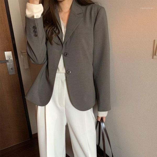 

blazer women women's suit jacket short-length gray loose autumn veste femme suits & blazers, White;black