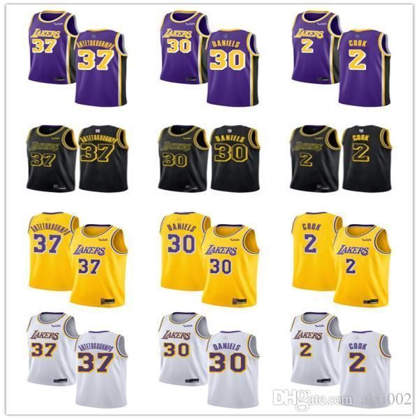 

mensÂ womensÂ youth\rlos\rangeles\rlakers\r37 kostas antetokounmpo 2 quinn cook 30 troy daniels yellow purple basketball jerseys, Black