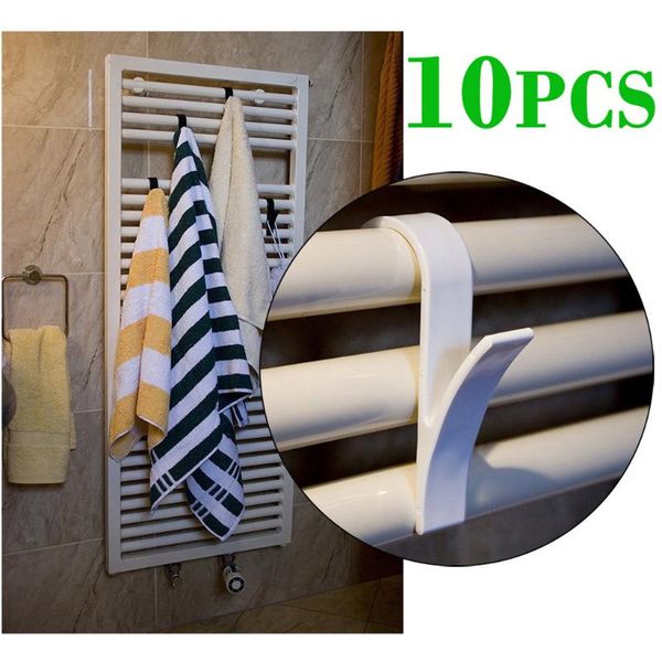 

hooks & rails 1-10pcs hanger for heated towel radiator rail bath hook holder clothes percha plegable scarf white