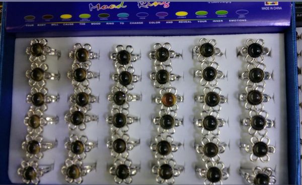 

europe sunflower mood rings open mouth change color ring adjustable mix style 100pcs/lot, Silver