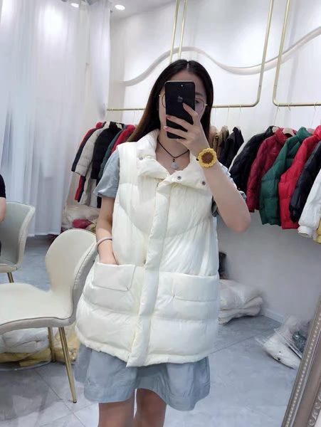 

vests 2021 off season et loose korean version solid color stand collar single breasted down vt vt coat women's, Black;white
