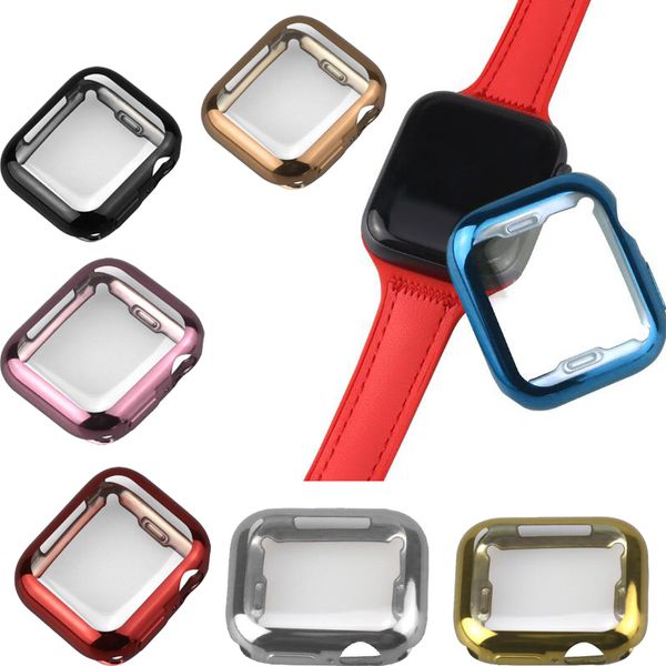 9 cores Electroplate Soft TPU Smart Watch Capas Corpo Full Full para um PP L E Iwatch Series 6 5 4 38 40 42 44 mm SmartWatch Protetor capa de pele de pele Hull GSZ504G