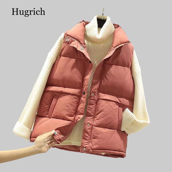 

women's vests 2021 women sleeveless vest winter warm plus size xl down cotton padded jacket female veats mandarin collar waistcoat, Black;white