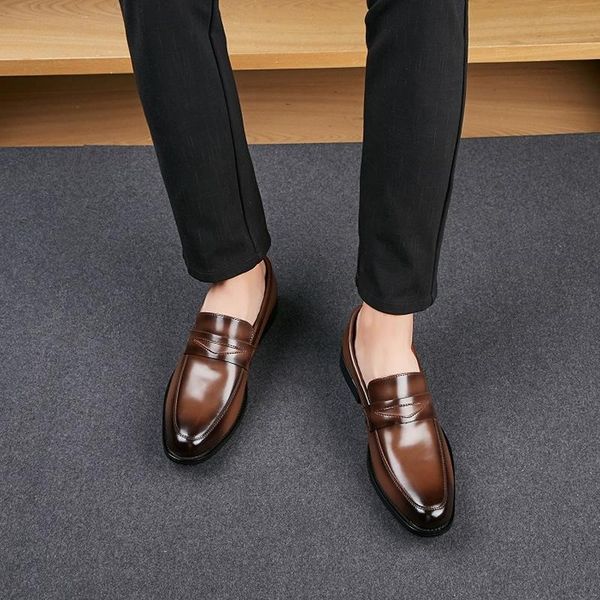 

designer men formal shoes fashion casual office wedding oxford genuine leather loafer dress, Black