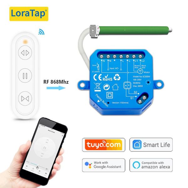

smart home control loratap tuya rf+wifi curtain switch module remote blinds roller shutter app timer percentage google aelxa