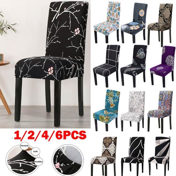 

1/2/4/6pcs printed elastic stretch chair cover spandex dinning room kitchen slipcovers for wedding party covers