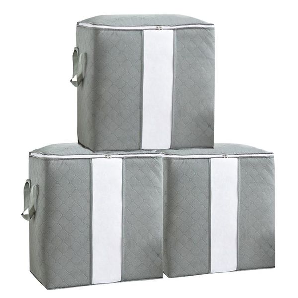 

clothing & wardrobe storage 3pc thicken waterproof bag for clothes blanket organizers non-woven folding quilt box organizer