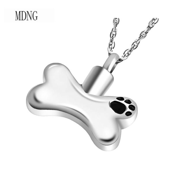 

pendant necklaces novelty cremation jewelry bone shaped keepsake dog print decorative carving urn memorial necklace for, Silver