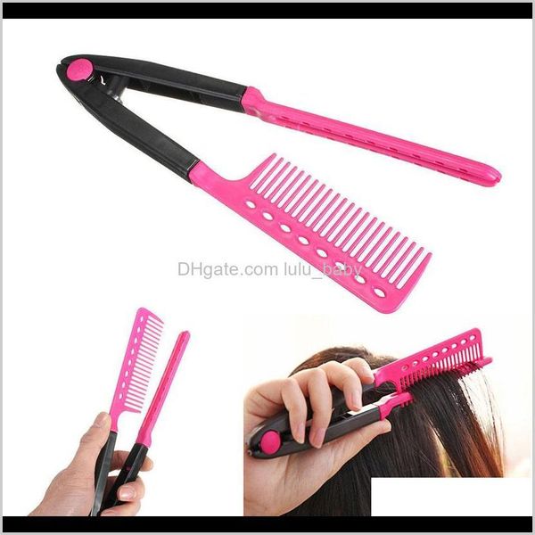 V Tipo Diy Straightener Pente DIY Salão Cabeleireiro Ferramenta de Estilo Curvas Escova de Cabelo Combs 3LQFU 7M4QI