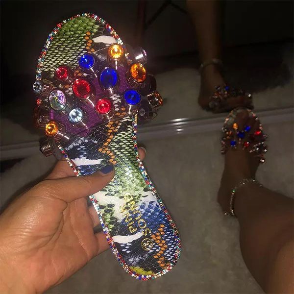 

woman summer slippers ladies open toe serpentine transparent crystal flat slides comfort casual fashion shoes female 2021, Black