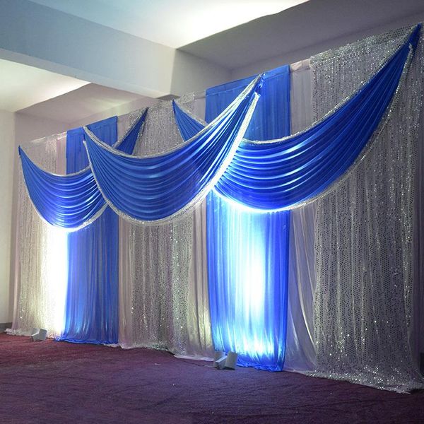 

party decoration 3m*6m wedding backdrop swag satin curtain celebration stage performance background drape silver sequins