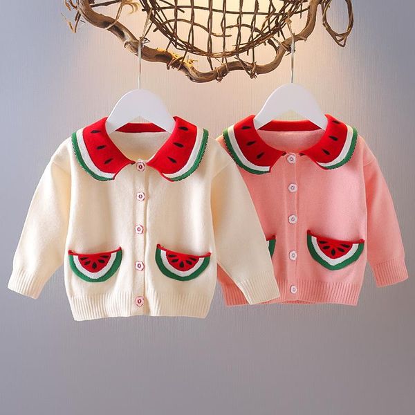 

pullover children's girls jackets 2021 spring and autumn winter kids baby cute lapel coats girl knitted round neck cardigan, Blue