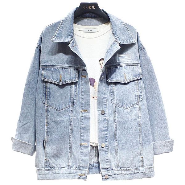

women's jackets vintage clothes denim jacket female spring autumn korean loose student light blue jeans coat tide women outerwear g106, Black;brown