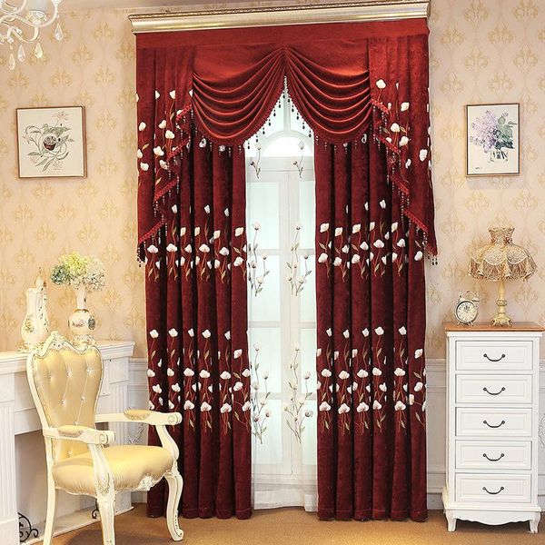 

curtain & drapes luxury classical european style red chenille embroidered curtains for living room bedroom window home decoration custom