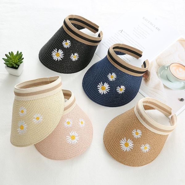 

wide brim hats summer empty suncap foldable portable roll up beach hat women sun fashion casual straw cap visors, Blue;gray