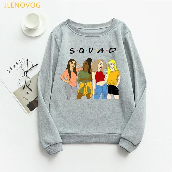 

women's hoodies & sweatshirts squad african black girls graphic women autumn winter gray sweatshirt melanin poppin vogue sudadera mujer