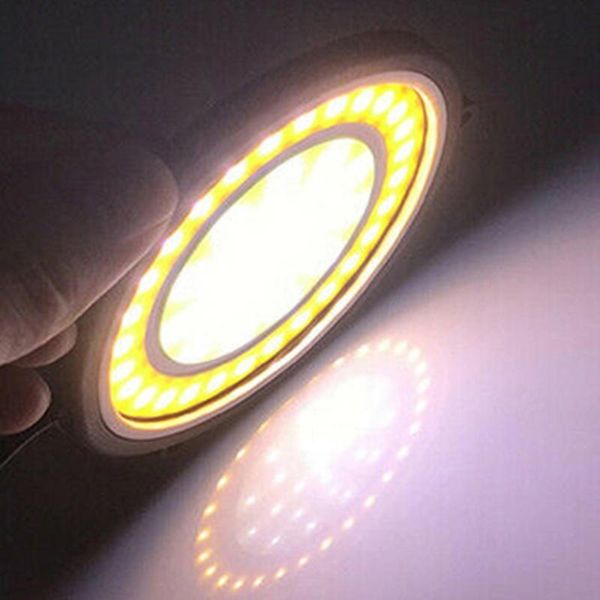 

daytime running light cob driving lamps fog led lights yellow + white 2pcs 6w emergency