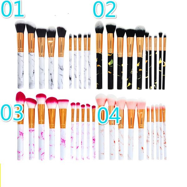 

10pcs/set marble makeup brushes set blush powder eyebrow eyeliner highlight concealer contour foundation 4 styles in stock