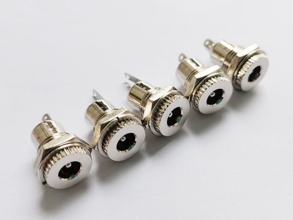 DC 5.5 * 2.5mm Soquete Power Feminino Adaptador de Conector de Montagem do Painel, 2,5mm Chassis Jack, Tipo de Solda / 10pcs