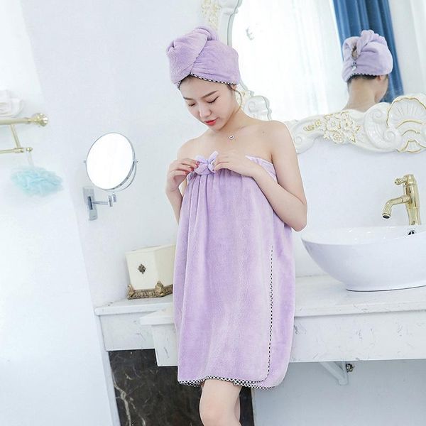

towel women's bath towels super-absorbent drying microfiber thick hair bathrobe set u0003