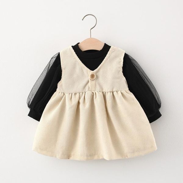 

girl's dresses female baby fashion dress suit 2021 spring and autumn pure ccotton two-piece princess little girl, Red;yellow
