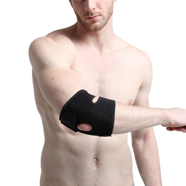 

adjustable spring support elbow pads sport guard basketball exercise gym safety pain relief protector & knee, Black;gray