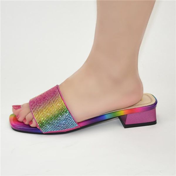 

style italian party ladies low heel shoes decorated with rhinestone african square eletgant women pumps dress, Black