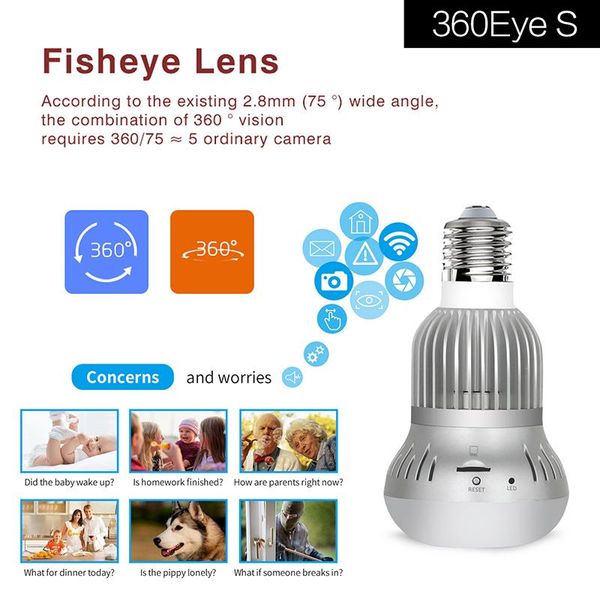 

cameras bulb 360 degree cctv camera 1080p ip wifi wireless panoramic 2mp full view fisheye surveillance