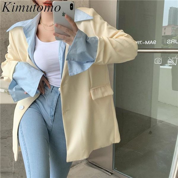 

women's suits & blazers korejpaa women jackets 2021 autumn korea sweet temperament ladies loose design senior professional wear fake tw, White;black