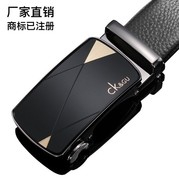 

durable fashion the felt belt men's leather automatic button fashion business versatile trouser ck & gu, Black;brown
