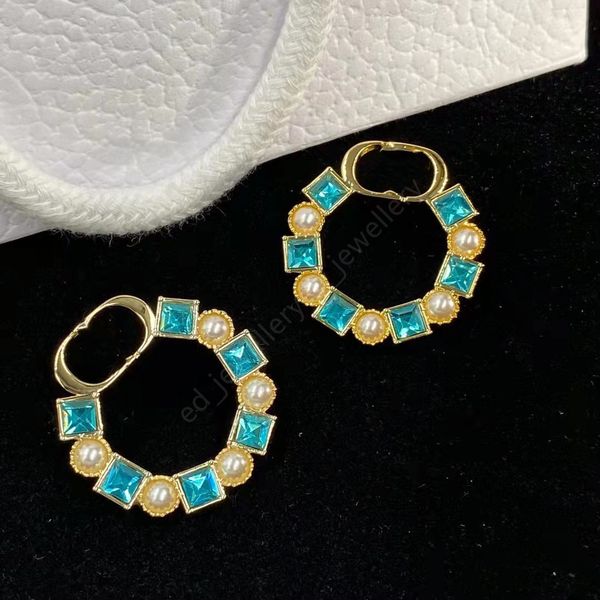 

luxury designer hoop brand colorful gem earrings letters women's party wedding couple gifts jewelry 925 silver alex ani, Golden;silver