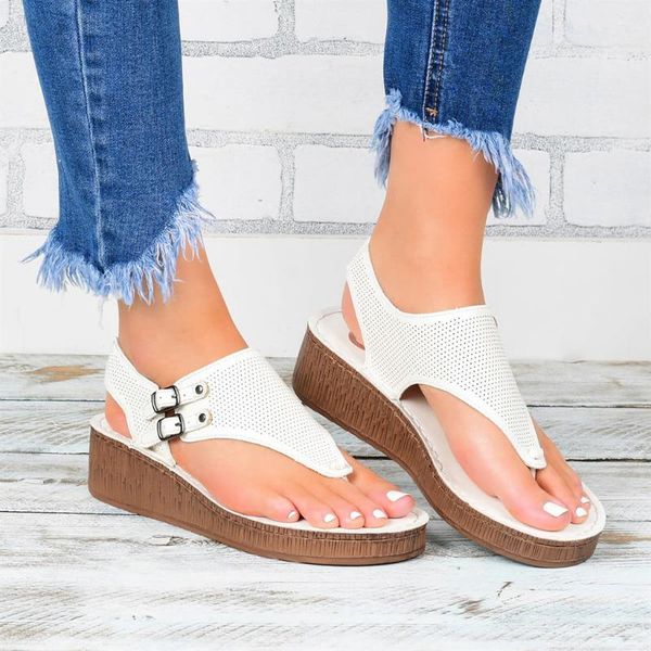 

sandals 2021 women's fashion casual hollow out flip flop platform wedges buckle female summer shoes drop #40, Black