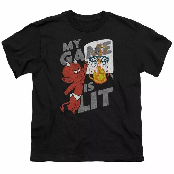 

stuff game is lit kids youth t shirt licensed classic cartoon tee black, White;black
