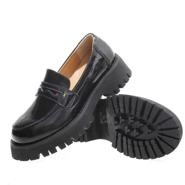 

dress shoes women 2021 spring leather retro fashion casual small comfortable thick bottom non-slip, Black