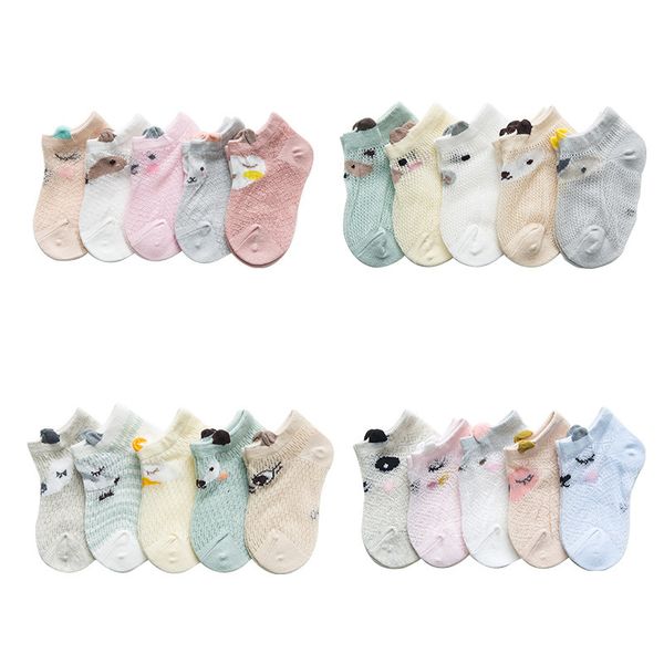 

baby socks newborn 5pairs/lot summer mesh thin baby socks for girls cotton infant casual boy girls toddler socks cartoon 800 y2, Pink;yellow
