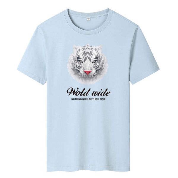 

summer short sleeve t-shirt men's fashion brand ins loose cotton spring clothes an-8073 red nose tiger, White;black