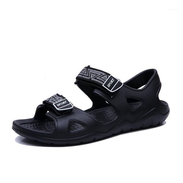

sandals men summer beach walking breathable soft shoes hook & loop design male casual flip flops classic black sandalias 39-451