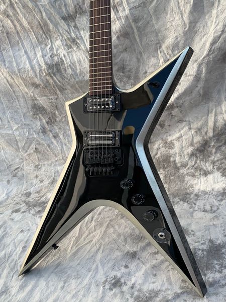 

custom ms electric guitar vintage in black with sliver edge