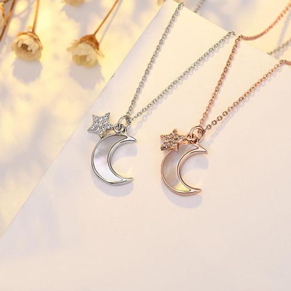 

chains 925 sterling silver creative design classical moon necklaces for women girls all-match party daily jewelry 3y1444