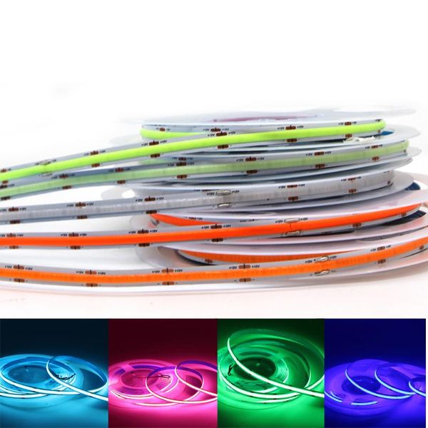 

strips 384 leds high density flexible fob led light bar ra90 warm nature cool white blue green red dc 12v 24v soft cob strip lighting