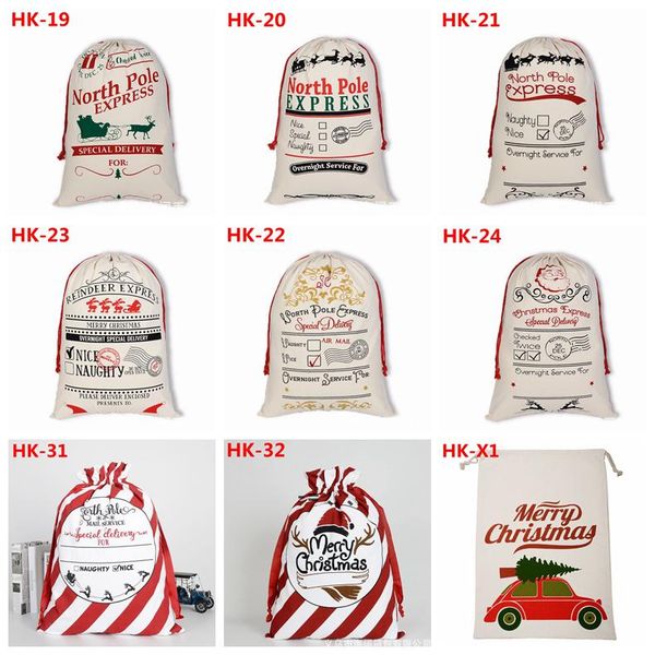 

canvas christmas santas bag large drawstring candy claus bags xmas gift santa sacks for festival decoration by sea hhf9964